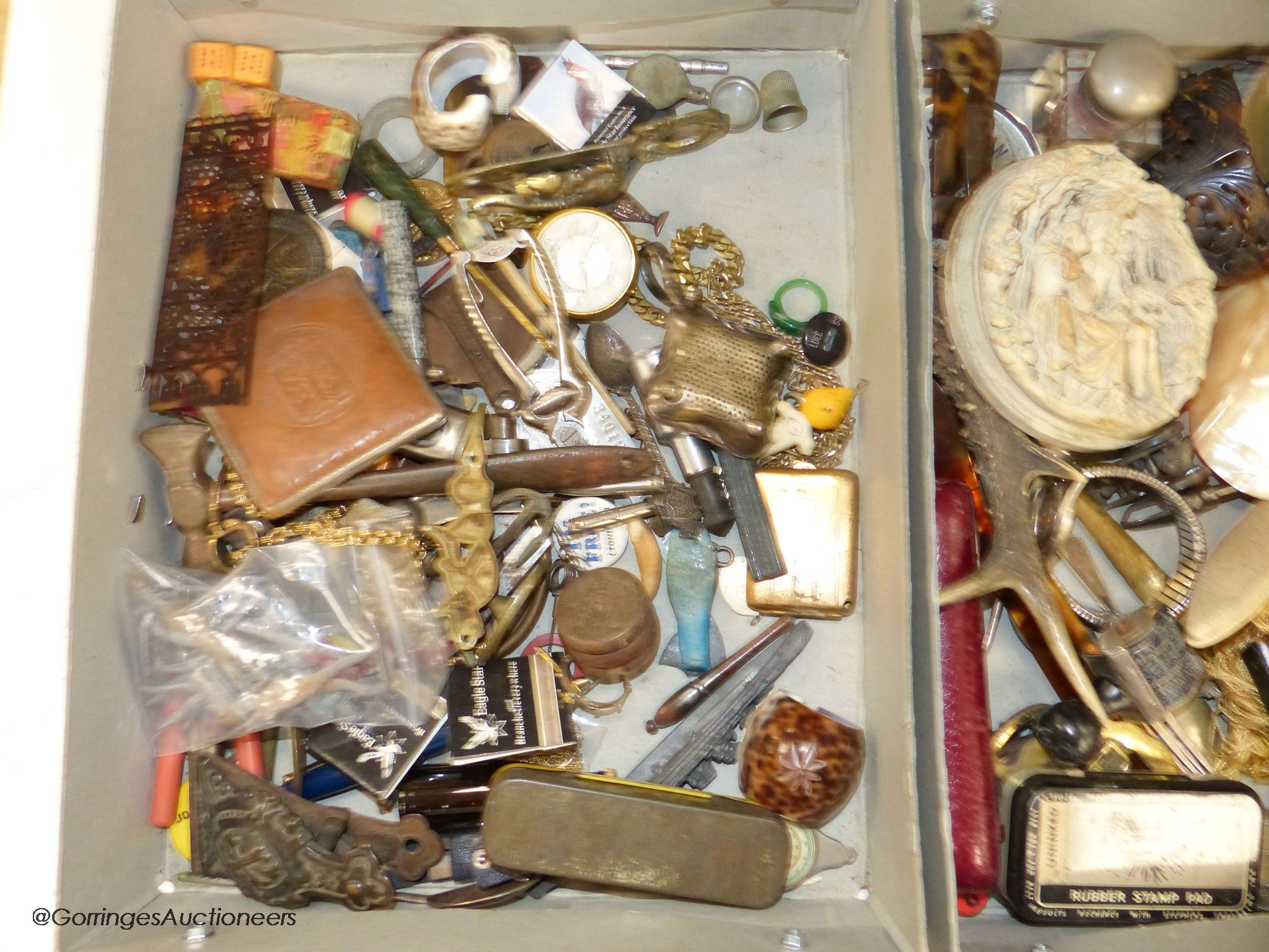 A quantity of mixed collectables including a ladies diamond set cocktail watch